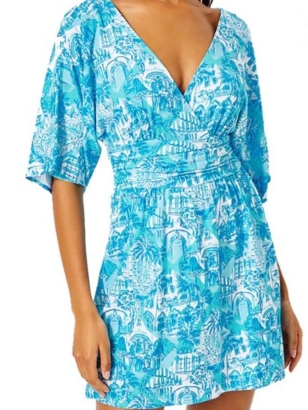 Lilly Pulitzer Parigi Skort Romper Sunny State of Mind Blue White ~ Size L~ EUC